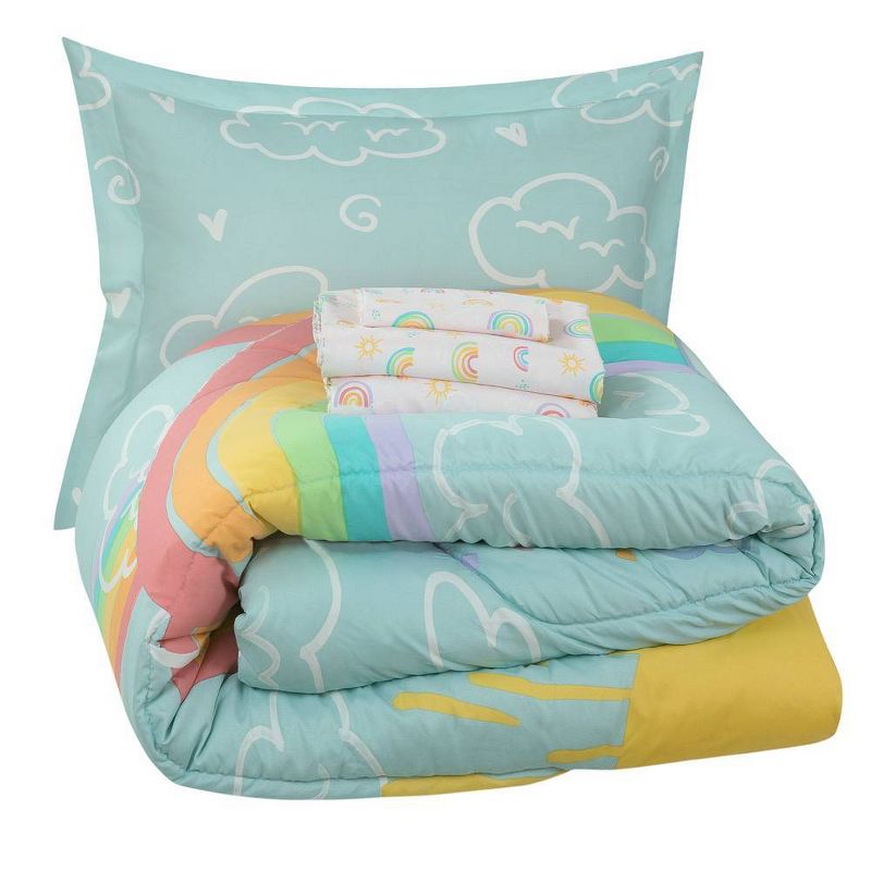 5pc Twin Rainbow Clouds Kids&#39; Bed in a Bag Blue - Kidz Mix, 4 of 7