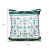 HomeRoots 20" X 20" Green White And Blue 100% Cotton Geometric Zippered Pillow - 3 of 4