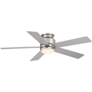 52" Casa Vieja Grand Palm Modern Indoor Outdoor Hugger Ceiling Fan with Dimmable LED Light Remote Control Brushed Nickel Damp Rated for Patio Exterior - 1 of 4