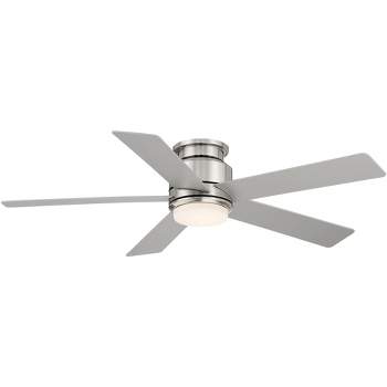 52" Casa Vieja Grand Palm Modern Indoor Outdoor Hugger Ceiling Fan with Dimmable LED Light Remote Control Brushed Nickel Damp Rated for Patio Exterior