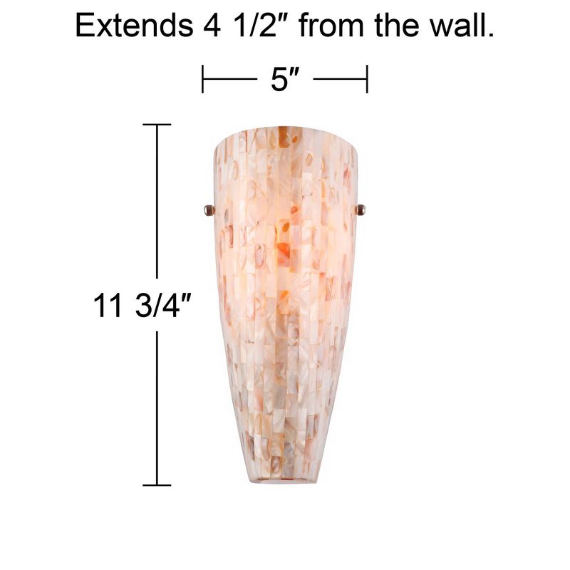 Possini Euro Design Isola Modern Wall Light Sconce Mosaic Mother of Pearl Glass Hardwire 5" Fixture for Bedroom Bathroom Vanity Reading Living Room, 4 of 6