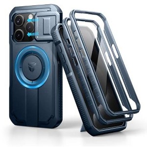 Dexnor for iPhone 15 Pro Case with Slide Camera Cover&Adjustable Kickstand&Built-in Screen Protector, Magnetic Rugged Shockproof Cases - 1 of 1