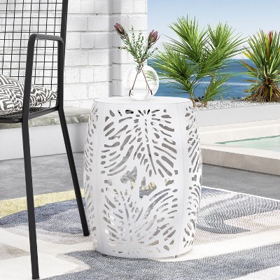 Grungis Cast Iron Cylinder End Tables for Patio,Easy Maintenance and Weather Resistant Accent Table for Backyard,Pool,Indoor Companion