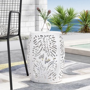 Grungis Cast Iron Cylinder End Tables for Patio,Easy Maintenance and Weather Resistant Accent Table for Backyard,Pool,Indoor Companion - 1 of 4