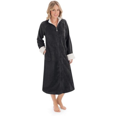 Collections Etc Zip Front Plush Knit Robe XX-Large Black Robe & Gown ...
