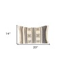 HomeRoots 14" X 20" Beige and Black Southwestern Cotton Throw Pillow With Fringe - 3 of 4