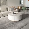 Round Coffee Table with 2 Storage Drawers,White Sintered Stone Coffee Table, Modern Durable Metal Frame Accent Table Perfect for Living Room or Office - 2 of 4