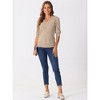 Allegra K Women Sweater V Neck Short Sleeve Wool Knit Casual Puff Sleeve Tops - 4 of 4