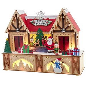 Kurt Adler Battery Operated Wooden LED Lighted Santa's Workshop, 10in - 1 of 1