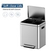Stainless Steel Trash Can, Double Sorting Bin with Soft Close Lids, Removable Inner Bucket and Foot Pedal, for Kitchen, Office - 2 of 4