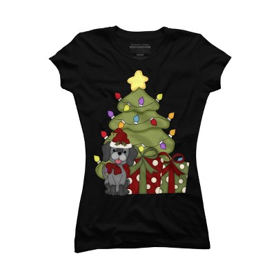 Junior's Design By Humans Christmas Doggie By realdealclipart T-Shirt
