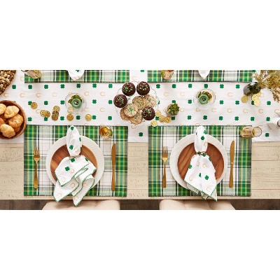 St. Paddy Jute Beige and Green Embroidered Placemat Set of 4