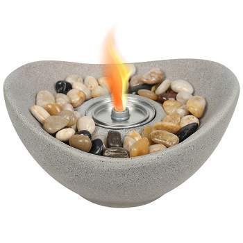 Aoodor Portable Concrete Fire Pit - Indoor/Outdoor Tabletop Fireplace for Balcony, Patio Decor