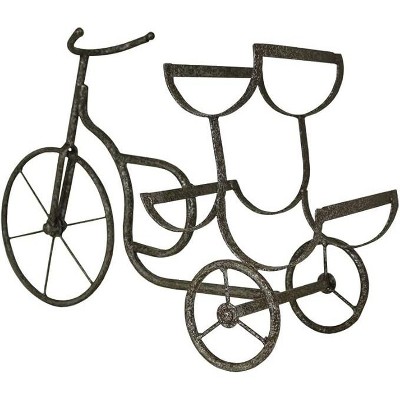 Vintage Black Metal Bicycle Wine Rack for 3 Bottles