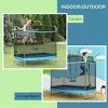 3-in-1 Kids Trampoline with Safety Net, Gymnastics Bar & Swing, Blue - 3 of 4