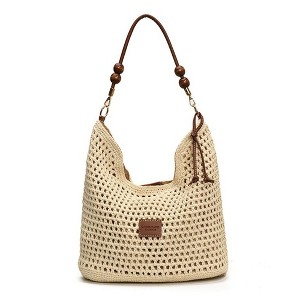 Alilang Crochet Shoulder Bag with Wooden Bead Strap Knit Hobo