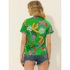 Allegra K Women's Hawaiian Floral Leaves Printed Short Sleeve Button Down Vintage Shirt - 3 of 4