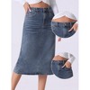 INSPIRE CHIC Women's Casual High Waist Stretchy Midi Jean Skirt - 2 of 4