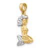 Black Bow Jewelry 14k Yellow Gold and White Rhodium 3D Hollow Mermaid Pendant - 4 of 4