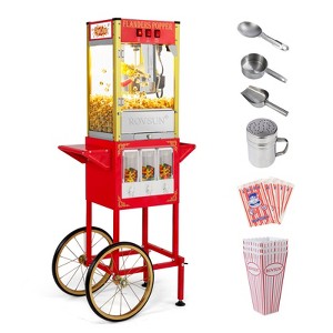 ROVSUN Popcorn Machine with Cart, Wheels & 8 Oz Kettle Makes Up to 32 Cups, Popcorn Maker w/ Candy Dispensers for Commercial Home Movie Theater - 1 of 4