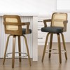 Bekrvio 26" Swivel Counter Height Bar Stools Set of 1/2/3/4,Faux Leather Upholstered Bar Chairs with Back & Arm for Kitchen Island,Black - 3 of 4
