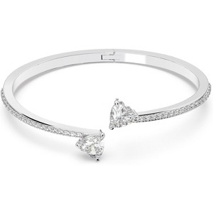 Soul Heart Crystal Bangle, Sparkling Clear Stones on Rhodium Finish Bracelet, Elegant Jewelry for Women - 1 of 4
