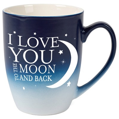 Elanze Designs Love You Moon And Back Two Toned Ombre Matte Navy Blue and White 12 ounce Ceramic Stoneware Coffee Cup Mug
