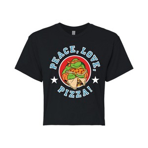 Women's - Teenage Mutant Ninja Turtles - Peace Love Pizza Cropped Graphic T-Shirt - 1 of 4