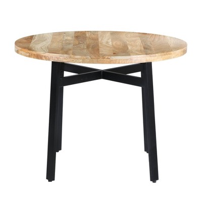 39" Round Mango Wood Dining Table with Angled Iron Leg Support Brown/Black - The Urban Port