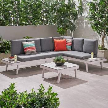 3pc Irma Aluminum Patio Sofa Sectional - White - Christopher Knight Home