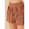Women's Western Rhinestone Trim Stud Fringe Suede Short - Mainstrip - 4 of 4