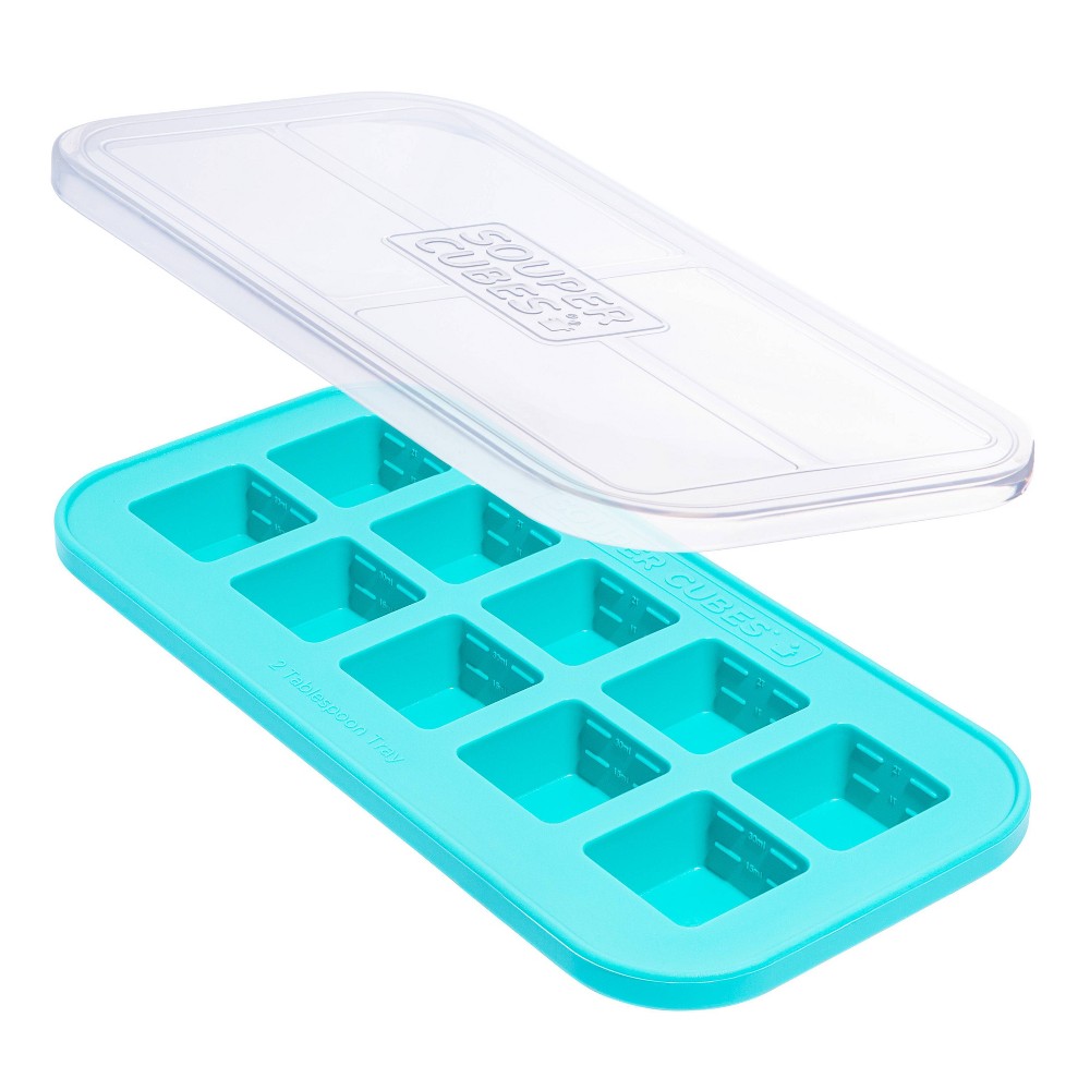 Souper Cubes 10oz Food Freezing Tray with Lid Aqua Blue