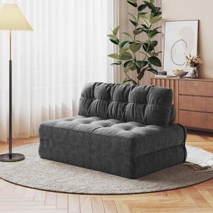 Folding Sofa Bed, Convertible Futon Sleeper Chair, Floor Fold Out Couch Bed with Pillow, Portable Corduroy Sofa Bed for Living Room - 1 of 4
