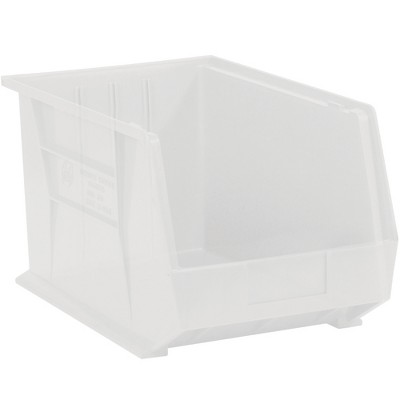 Box Partners Plastic Stack & Hang Bin Boxes 16" x 11" x 8" Clear 4/Case BINP1611CL