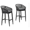 PURPLE LEAF Outdoor Rattan Bar Stools Set of 2 Modern Boho Aluminum Patio Bar Height Chair with Cushion for Garden Outdoor and Indoor - 2 of 4
