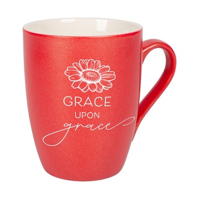 Elanze Designs Grace Upon Grace Crimson Red 10 ounce New Bone China Coffee Cup Mug