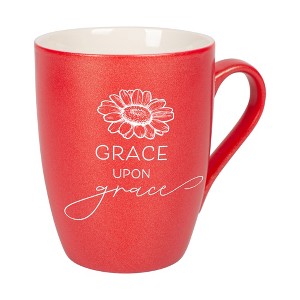 Elanze Designs Grace Upon Grace Crimson Red 10 ounce New Bone China Coffee Cup Mug - 1 of 4