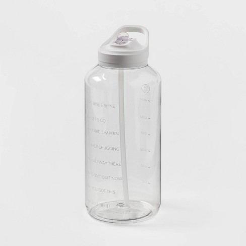64oz Plastic Tracker Water Bottle White - Room Essentials™