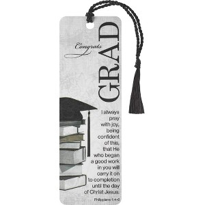 Congrats Grad Cap Light Gray Floral Cardstock Tassel Bookmarks, Pack of 12 - 1 of 2