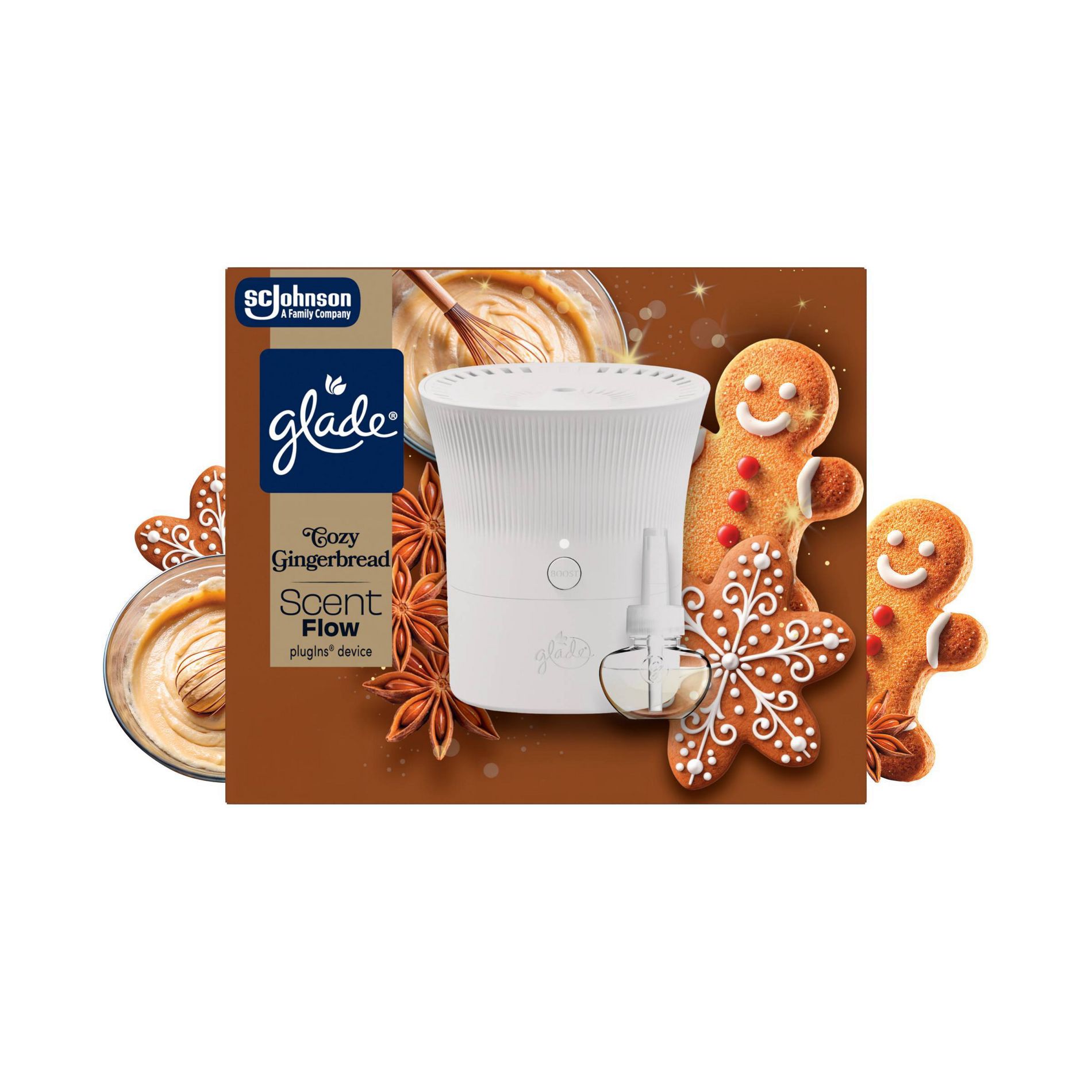 Glade ScentFlow Scented Oil Air Refreshener Starter Kit - Cozy Gingerbread - 0.67oz/2pk