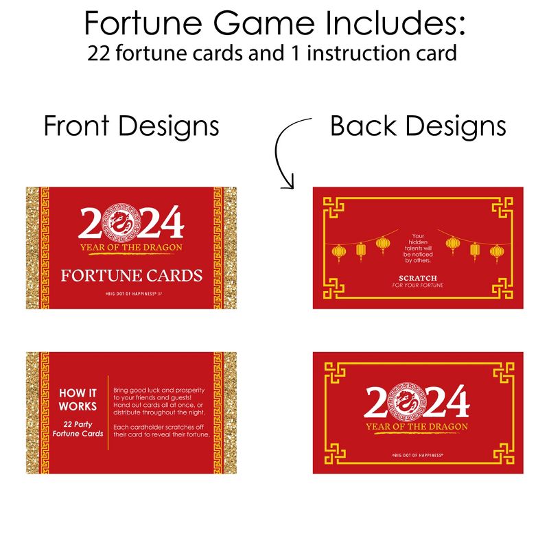 Big Dot of Happiness 2024 Year of the Dragon - Lunar New Year Game Scratch Off Fortune Cards - 22 Count, 6 of 9