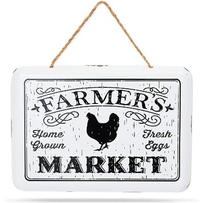 Farmlyn Creek Hanging Rustic Metal Sign Farmhouse Decor, Farmer’s Market (10.6 x 5.9 Inches)