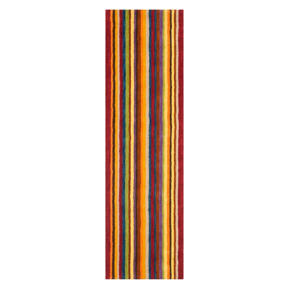 2'3inx14' Stripe Loomed Runner Red - Safavieh