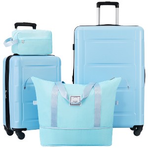 Lyngins 4-Piece Luggage Set – 20" Carry on Luggage, 28" Expandable Spinner Suitcase, Travel Duffel Bag, Toiletry Bag, ABS Lightweight, 3-Digit Lock - 1 of 4