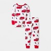 Toddler Boys' 4pc Cars Cotton Long Sleeve Pajama Set - Red/White/Black - 2 of 4