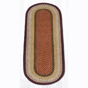 Earth Rugs Burgundy & Mustard Oval Braided Rug – Handcrafted Jute, Rustic Farmhouse Style Rug for Entryway or Kitchen - 1 of 4