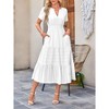 Coolmee Women Summer Maxi Dress Casual V Neck Short Sleeve Smocked Dresses Ruffle Tiered Hem Beach Party Long Flowy Sundresses - 2 of 4