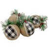 Northlight Plaid with Burlap Christmas Ball Ornaments - 6" (152mm) - Black and White - 4ct - 3 of 4