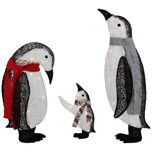 Northlight 3D Lighted Winter Penguin Family Outdoor Christmas Yard Decoration - 32" - Set of 3 - 1 of 4