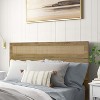 LuxenHome Oak Finish Wood with Natural Rattan Top Panel Headboard, Queen Brown - 2 of 4